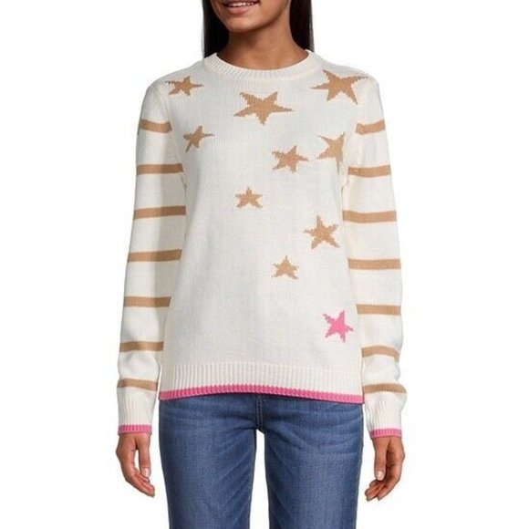 St. John's Bay Women's 100% Acrylic Knit Star Pattern Sweater in Size PM - Picture 1 of 10